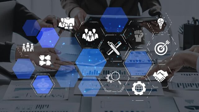 Innovation icons show creativity, teamwork, and project development. Innovation helps organizations design solutions, build strategy, and grow with new business opportunities. Funnel