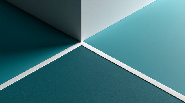 Minimalist geometric pattern with intersecting diagonal lines in teal, gray, and white for abstract background