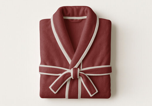 Elegant Folded Maroon Bathrobe Mockup PSD