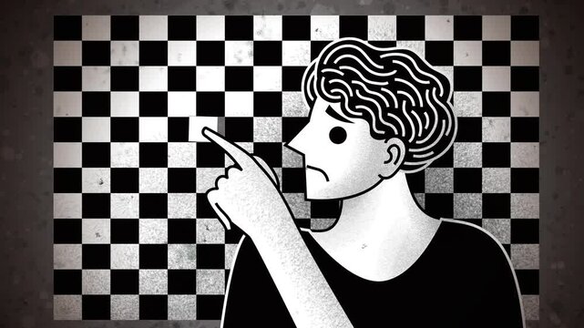 man with obsessive compulsive disorder aligning misplaced floor tiles