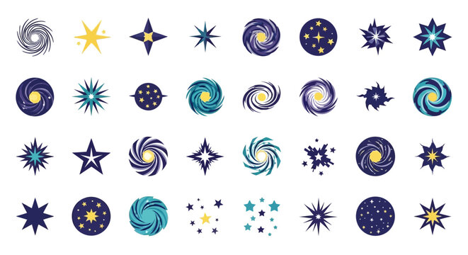 Cosmic Stars and Galaxies Collection: Vector Icons and Graphics