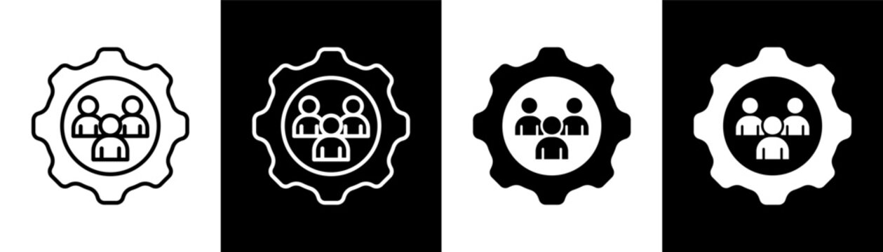 Workforce white and black icon set design