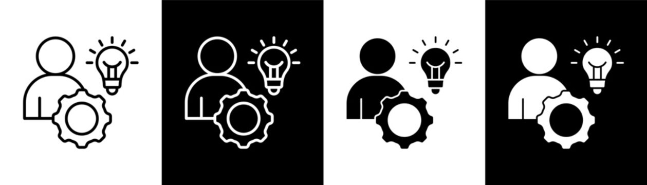 Competency white and black icon set design