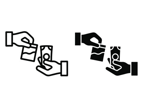 Hand Exchange Money Illegal Substance Vector Icons