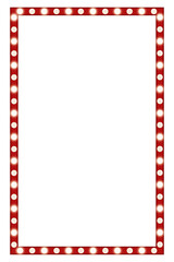 Retro red marquee light frame with glowing bulbs, vertical blank theater sign vector illustration © inii