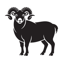Ram Silhouette Horned Farm Animal Illustration © Chaitali