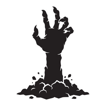 Zombie Hand Rising From Ground Horror Silhouette Illustration
