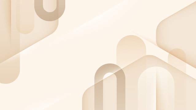 Abstract Beige Geometric Background with Layered Rounded Shapes and Soft Shadows