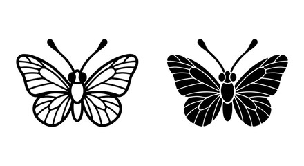 Elegant Butterfly Silhouettes, Black and White Vector Icons, Delicate Insect Graphics for Nature Designs © najrul