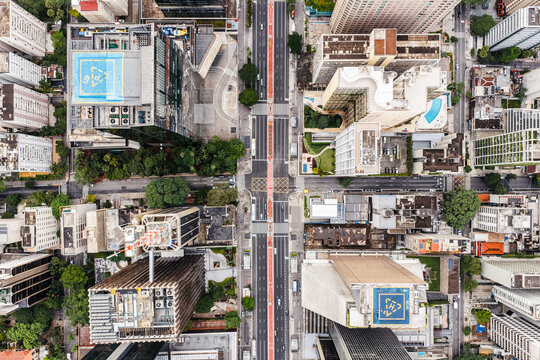 Avenida Paulista intersection seen from above, Sao Paulo, Brazil