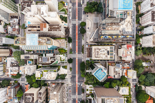 Avenida Paulista and surrounding buildings from above, Sao Paulo, Brazil