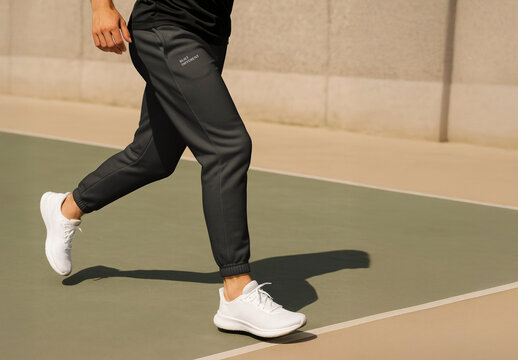 Athletic Man Running In Stylish Sportswear Mockup Outdoors PSD