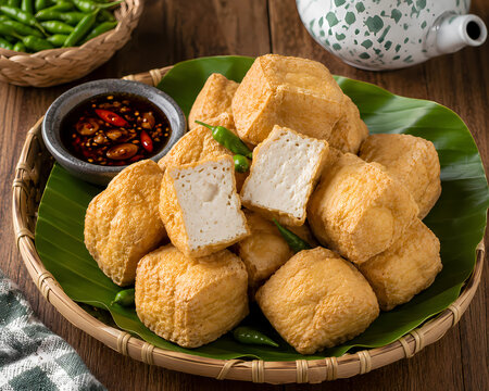 Crispy Tahu Sumedang Traditional Indonesian Fried Tofu Snack