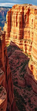 Majestic sandstone cliffs rising from the landscape, ||rock formations, majestic views