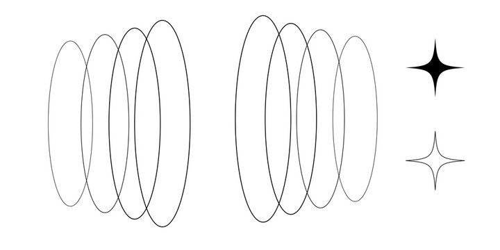 Coil Spiral Loop with Sparkle Stars Vector Set
