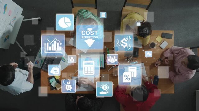 Cost reduction and cost saving through digital transformation, business cost optimization, operational cost reduction, financial savings, and resource efficiency strategy for business success. Funnel
