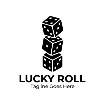 Illustration of three cubic dice representing luck, games, and casino entertainment.