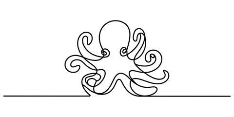 Continuous single line drawing of an octopus with tentacles © Sojib