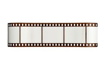 Fototapeta premium Film strip roll with blank movie frames, offering copy space on transparent background for cinema and photography concepts