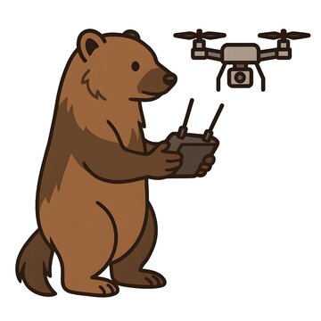 Cute brown wolverine organizing emergency equipment flat design digital illustration