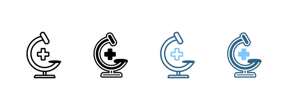 Medical Microscope Science icon set multi style 