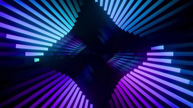 Glowing Colorful LED Light Equalizer Bar Tunnel VJ Loop.