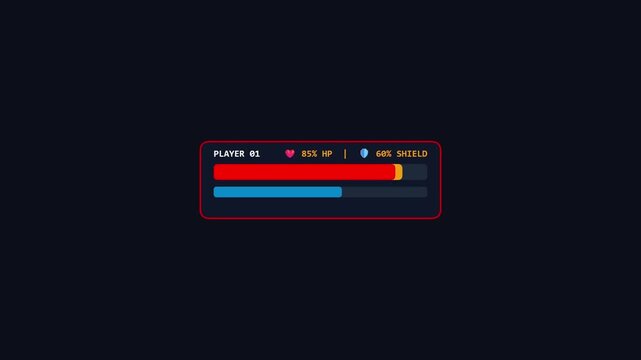 Minimalist video game player health and shield status bars displayed on dark background interface with three identical minimalist shield indicators clean