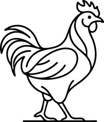 Minimalist line art rooster vector illustration with minimalist roosting cockerel isolated © RINA