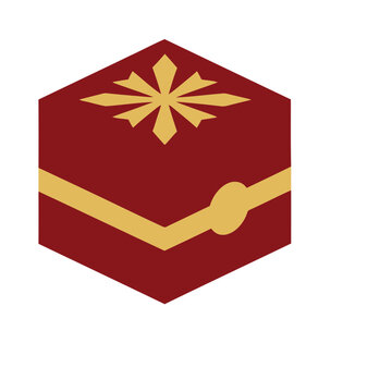 Red and gold hexagonal gift box with star design