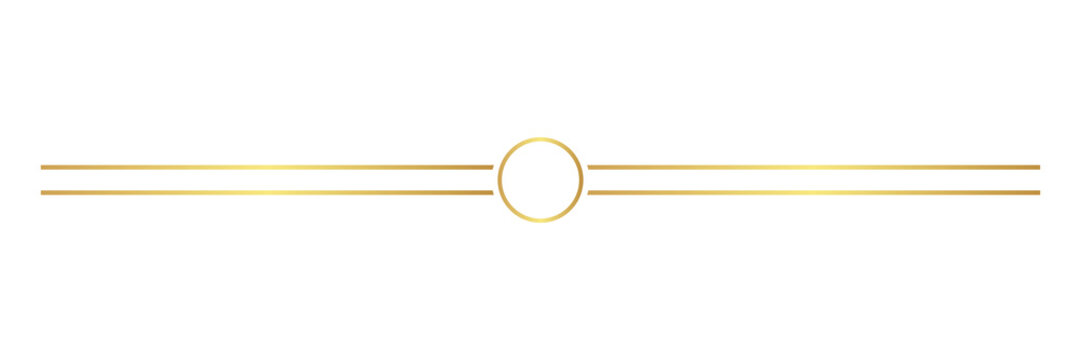 Elegant Gold Decorative Divider Line with Circle Isolated on Transparent Background PNG