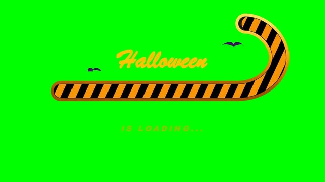 Halloween loading progress bar animation with flying bats on green screen backdrop