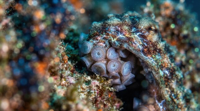 Reef Octopus Blending Into Rocky Seabed in Underwater Close Up