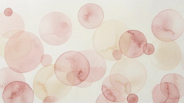 Abstract watercolor circles in soft pink and beige tones on white background