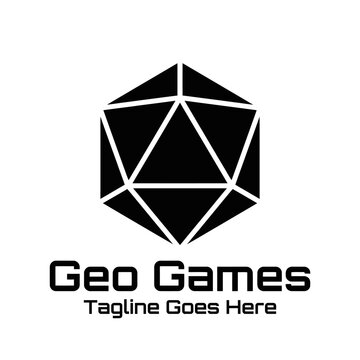 Minimalist 20-sided die graphic. Perfect for tabletop RPG branding, gaming clubs, and entertainment software logos.