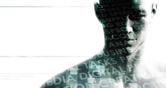Abstract Digital Art Of A Futuristic Cybernetic Man Concept
