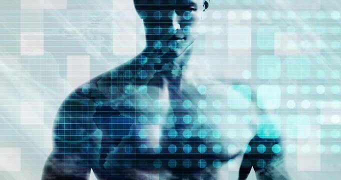 Merging Man and Technology Together Engineering Concept