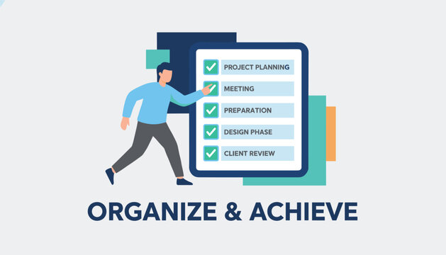 Focused professional man marks completed tasks on a project planning checklist to help organize work and successfully achieve his goals.