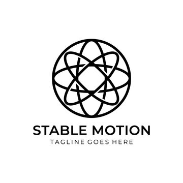 Atomic structure graphic symbolizing connection and symmetry. Fits engineering firms, networking systems, and scientific research.