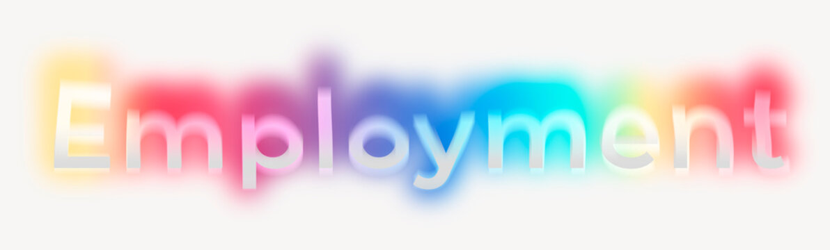 Employment word, neon psychedelic typography