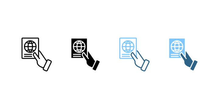 Hand Holding Passport Document icon set multi style