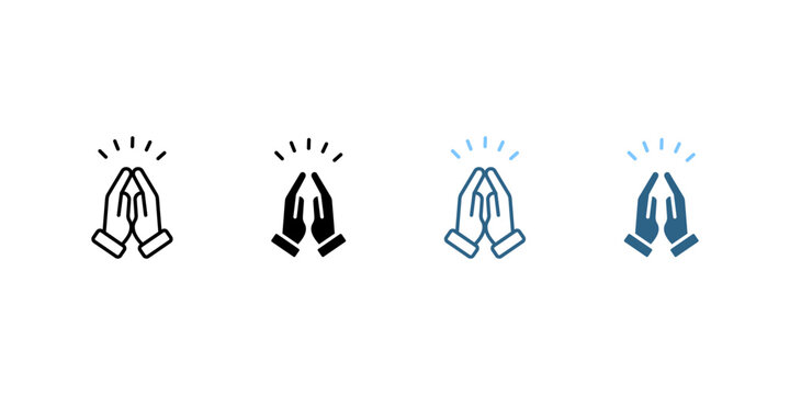 Praying Hands Gratitude icon set multi style