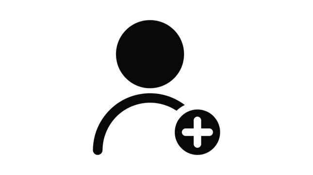 Add user icon with person and plus sign representing new account and registration