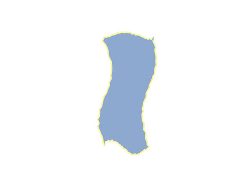 Light blue silhouette of a stylized abstract organic shape with yellow border