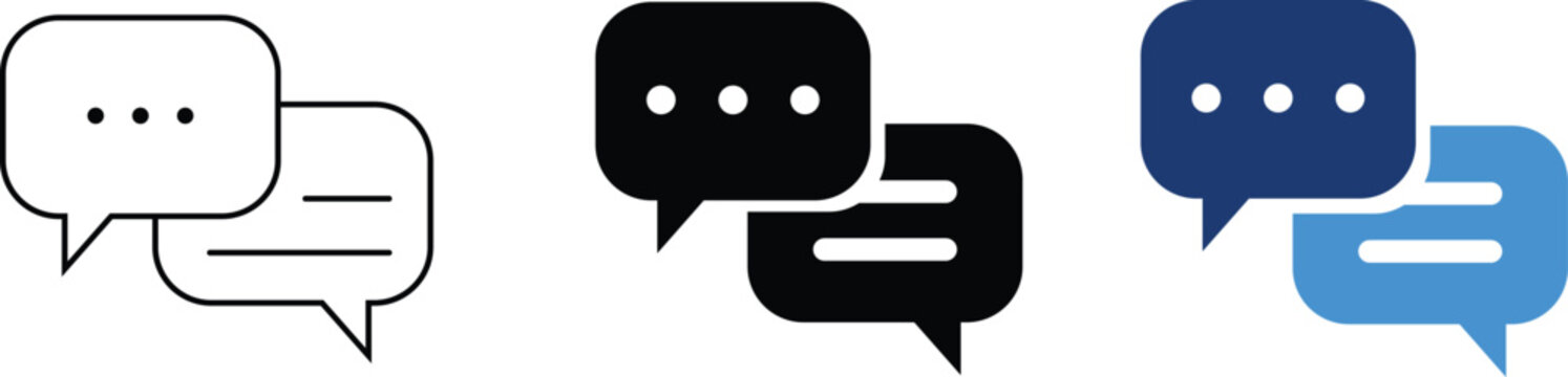 Conversation bubbles icon. Chat dialogue symbol. Simple pictogram for messaging, discussion, reply, online conversation