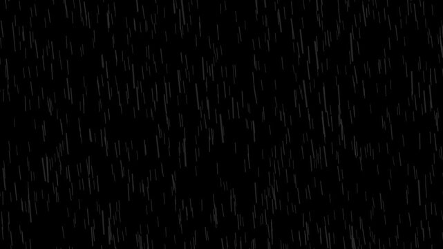stormy heavy rainfall with wind overlay 4k loopable animation with alpha channel, rain drops overlay animation.