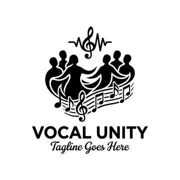 Dynamic illustration of people singing together with musical notes, representing harmony, community, and vocal performance artistry.