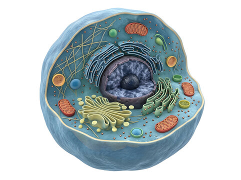 Animal cell diagram with organelles illustration isolated on white background