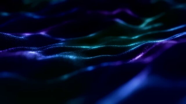 Abstract Bokeh Rainbow Colors Deep Bokeh Texture Abstract Flowing Blue And Purple Particles Forming Waves in Dark Space Digital Background For Technology And Motion Design Projects
