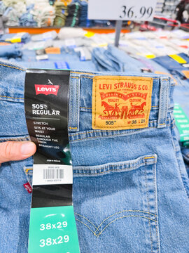 Levi's 505 Regular Jeans Display at Costco Store