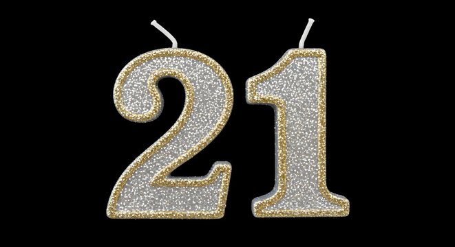 21st birthday candles silver glitter number two one for celebrat